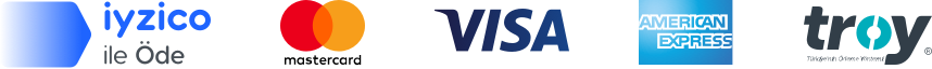 iyzico ile Öde, Visa, Mastercard, American Express, Troy güvenli ödeme logoları